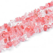 Chips stone kralen ± 5x8mm Dyed Cherry Quartz - Transparent azalea pink